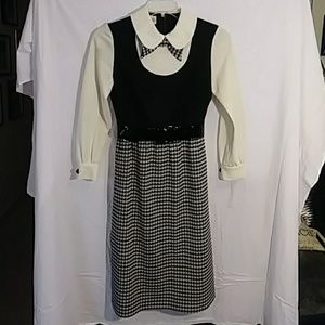 Vintage 60s black and white sheath dress.